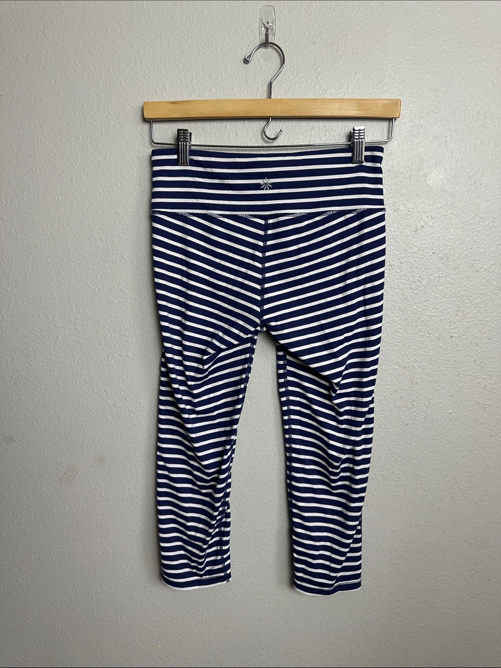 Athleta Navy & White Striped capri Leggings